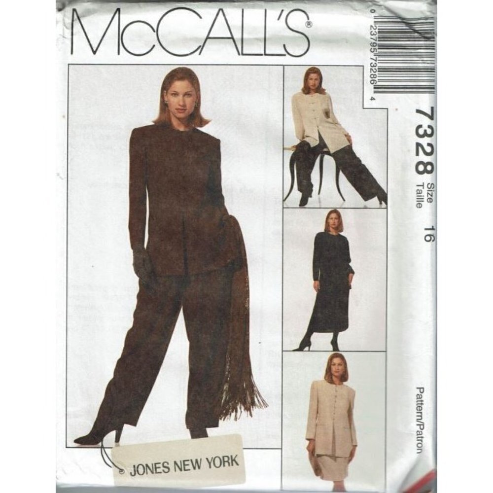 McCalls Sewing Pattern 7328 Jacket Tunic Skirt Pants Misses Size 16‎